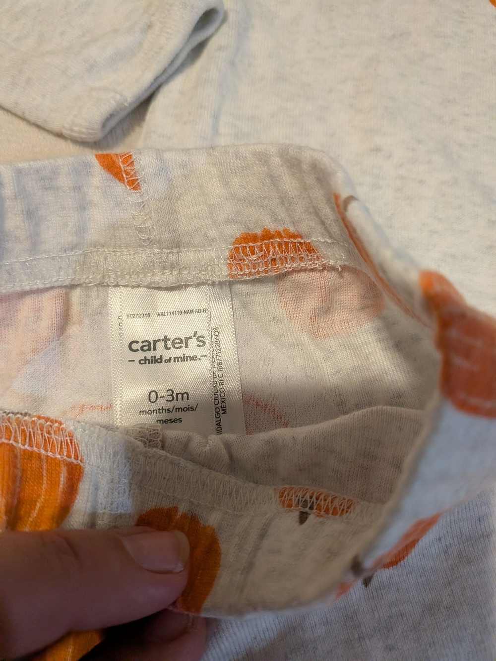 Carter's Baby Pumpkin Bodysuit & Turkey Set 0-3 Months Infant Baby Fall Clothes - Picture 4 of 4